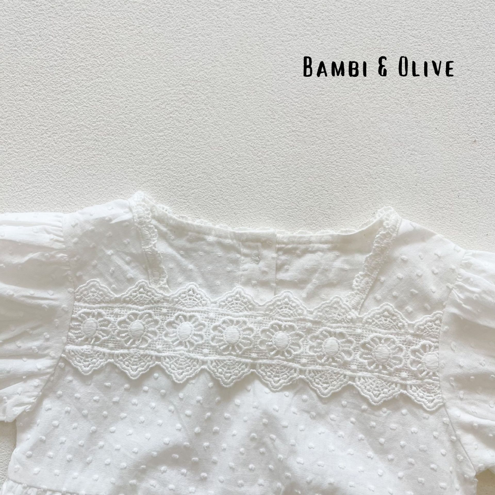 Wonder White Romper + Lace Bonnet