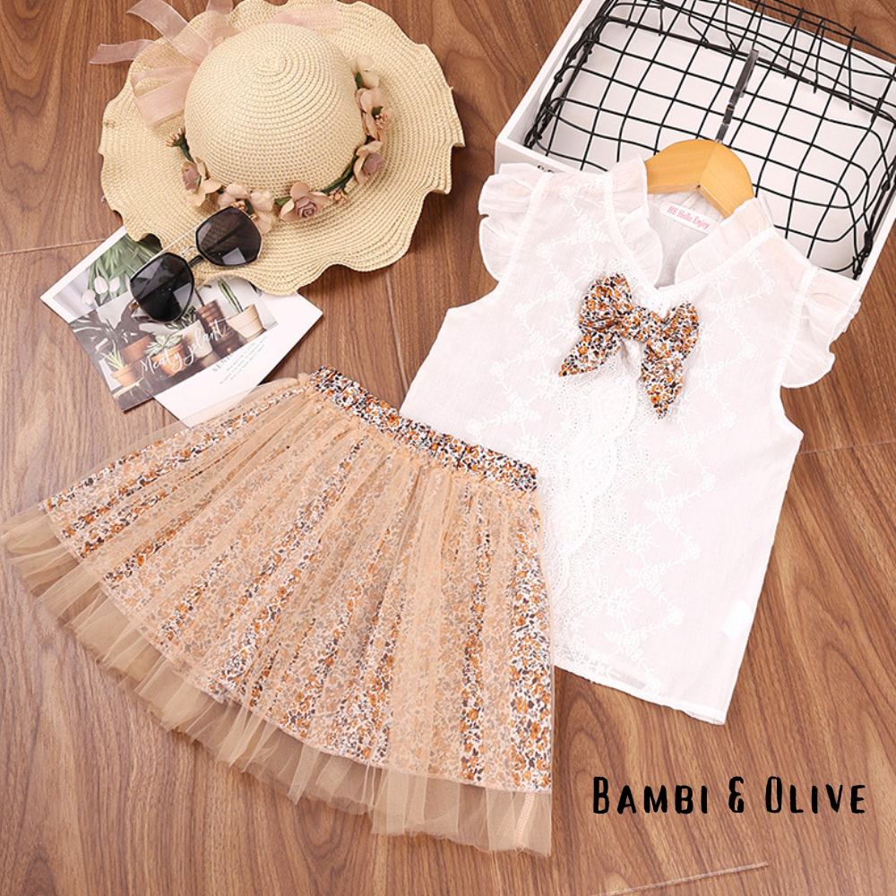 Floral Mist Set - Girls Tulle skirt