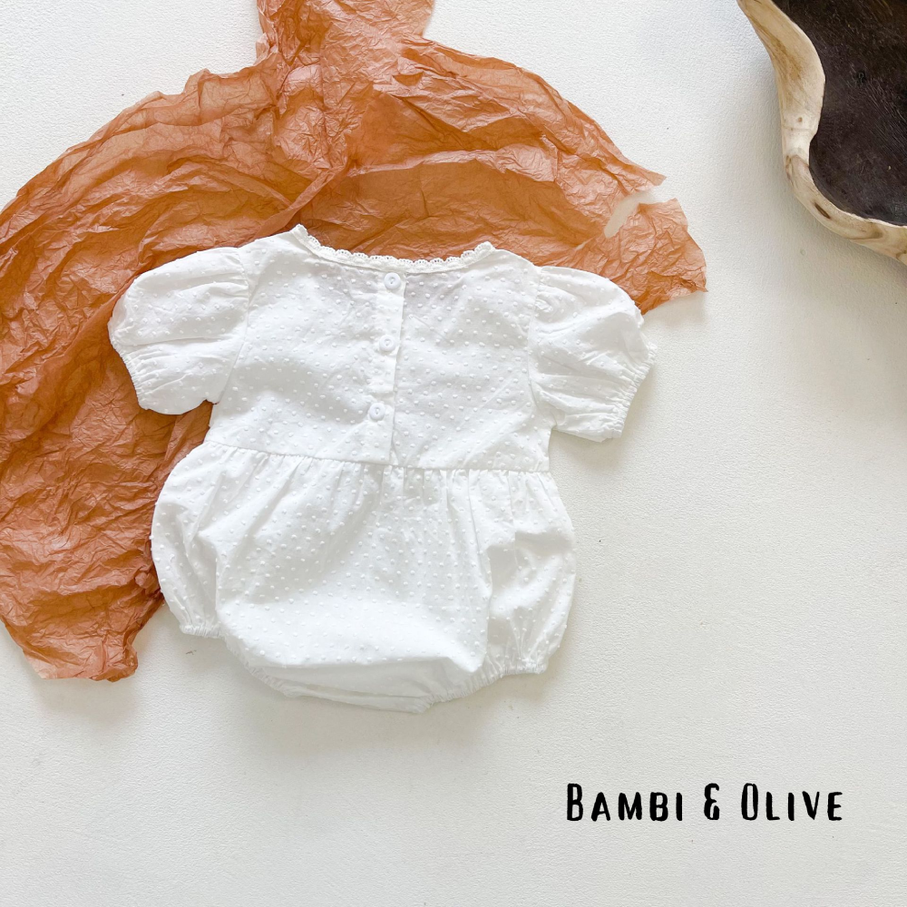 Wonder White Romper + Lace Bonnet