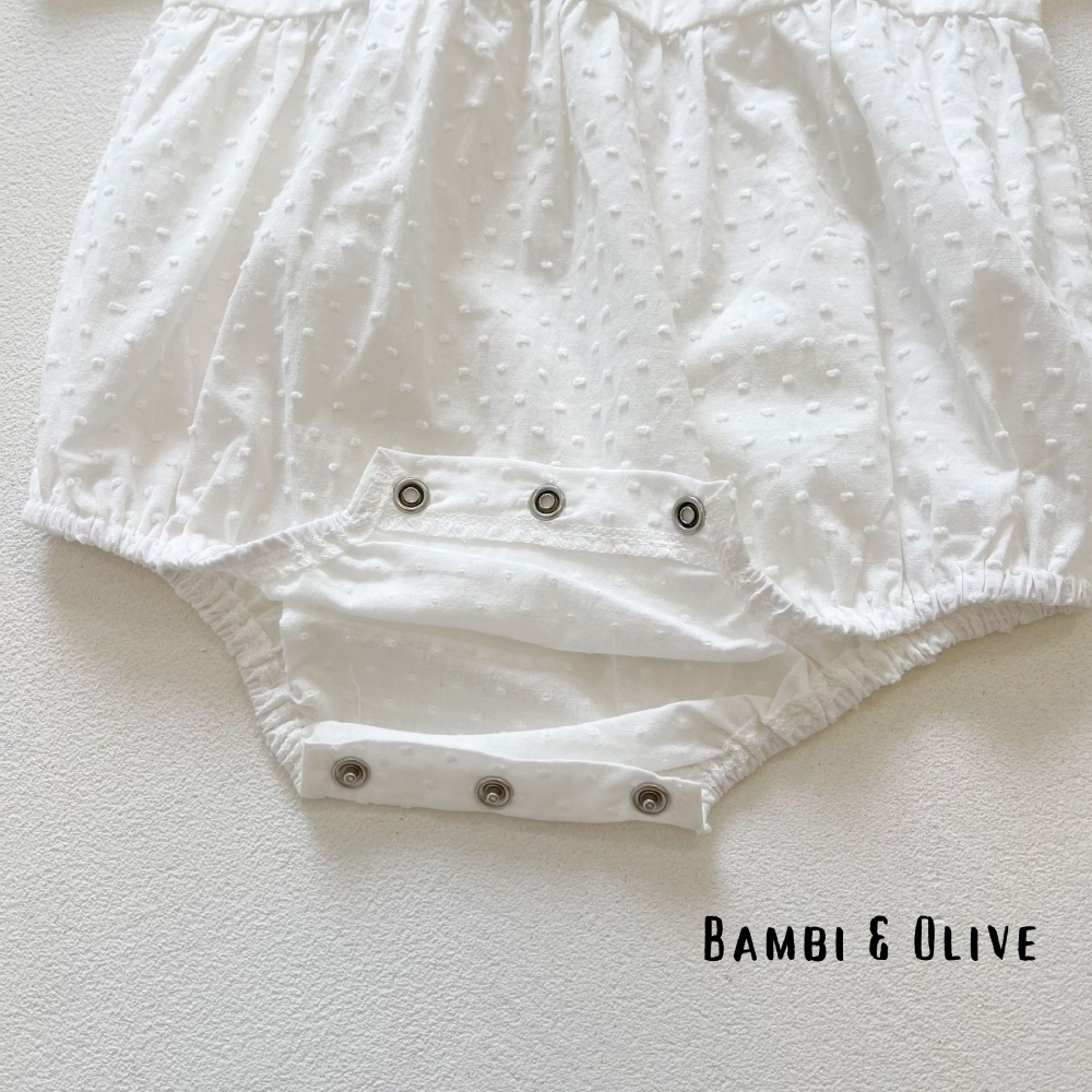 Wonder White Romper + Lace Bonnet